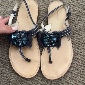 Vera Wang Lavender Robbie Flat Sandals Thong Slingback Crystal Size 8